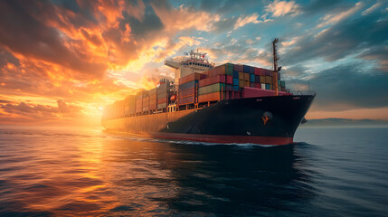 Barco de transporte de mercancías, carguero
 - obrazy, fototapety, plakaty