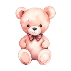 Teddy Bear Watercolor Clipart isolated on transparent background
