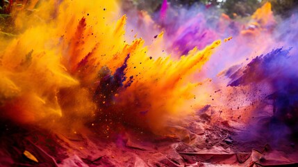 Splashes of paint for Holi in nature