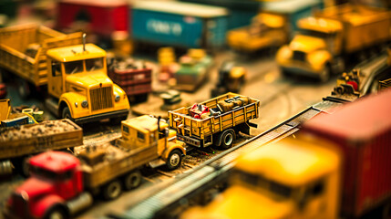 Miniature Train and Industrial Vehicles, Model Railway and Cargo, Toy Tracks and Locomotives