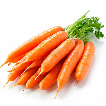 Fresh carrots on a white background - AI generated image