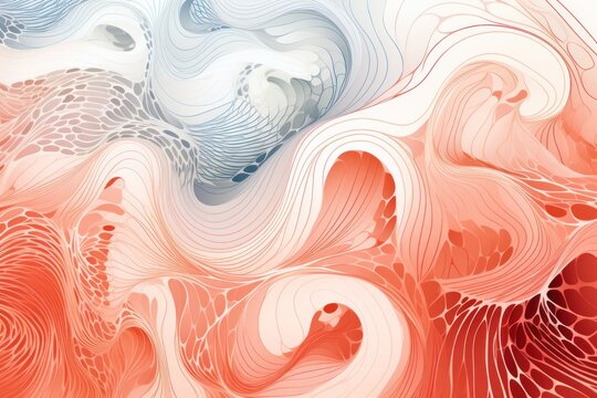Organic patterns, Coral reefs patterns, white and apricot, vector image