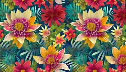 Fototapeta na wymiar style exotic floral pattern wallpaper texture seamless modern style