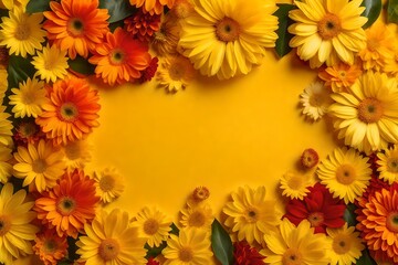Floral background with empty space, yellow or red, concept of peace, for wallpaper