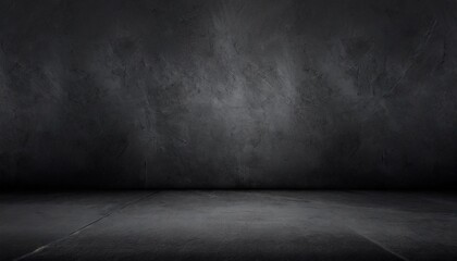 black dark and gray abstract cement wall and studio room interior texture for display products wall background - obrazy, fototapety, plakaty