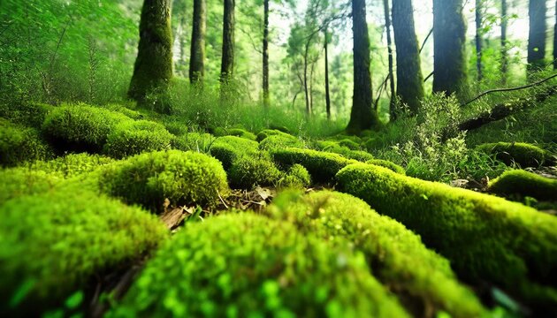 moss covered forest floor background