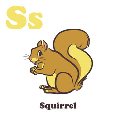 Squirrel Alphabet Cartoon Character For Kids