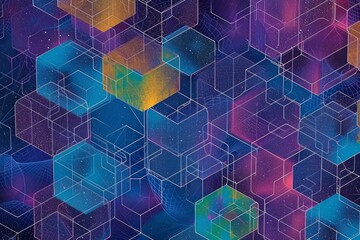 a complex pattern made of colorful hexagons Generative AI