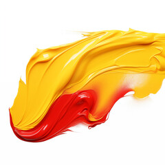 Yellow red color paint stroke on a white background