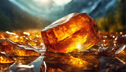 bursztyn, kamień tapeta dekoracja, generative ai