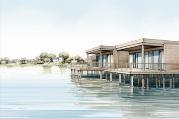 Fototapeta na wymiar Modern Waterfront Architecture Design