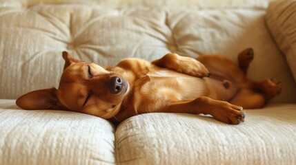 Peaceful Sleeping Dog on a Cozy Sofa
