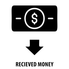 Received money, money transfer, payment received, received money icon, financial transaction, income, money received, financial acknowledgment, payment confirmation, funds received