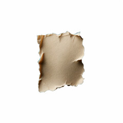 small piece of torn beige paper, isolated on a clean black background