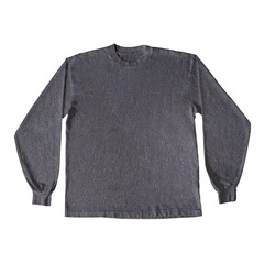 Blank Long Sleeve T-Shirt Color Charcoal Heather Front View Template Mockup on Transparent Background