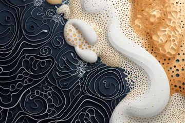 Deurstickers Organic patterns, Coral reefs patterns, white and gold, vector image © Lukas
