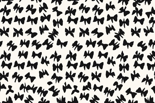 Bow tie pattern. Simple minimalist vector seamless texture with small bow-ties. Abstract monochrome geometric ornament. Hipster fashion style. Cute funky background. Repeat design for decor, print