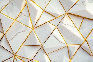 Golden vector triangular mesh seamless pattern. Abstract minimalist gold and white background with lines, nodes, polygonal grid, lattice. Simple luxury geometric texture. Repeated modern geo design