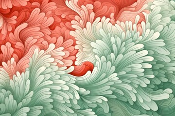 Organic patterns, Coral reefs patterns, white and mint, vector image