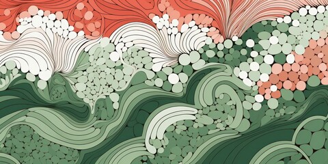 Organic patterns, Coral reefs patterns, white and moss green