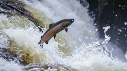 Salmon Leaping Upstream: A Dynamic Moment in Nature