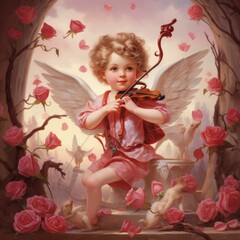 Fototapeta premium An enchanting illustration of Cupid, the mischievous cherub 