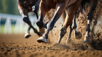 Thoroughbred Racehorses in Action on the Racetrack