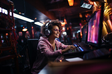 Radio program hosted by a woman with glasses and curly hair, Smiley girl, 