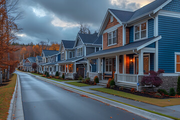 Obraz premium a nice newly built neighborhood with brick two-story houses