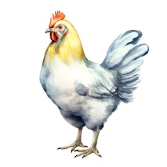 Fototapeta premium Beautiful Hen Watercolor Clipart, Perfect Chicken Design for Your Project and Creations, Ai Generative