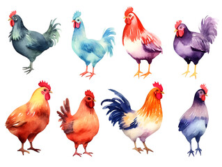 Beautiful Hen Watercolor Clipart, Perfect Chicken Design for Your Project and Creations, Ai Generative