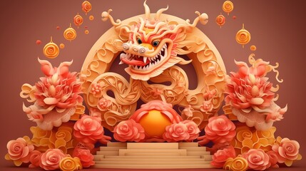 Obraz premium Chinese dragon lunar new year background