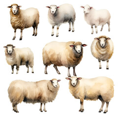 Beautiful Sheep Watercolor Clipart, Perfect Design for Your Project and Creations, Ai Generative