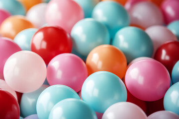 Colourful balloons isolated on white background. Happy Birthday party concept, celebration decoration. Mock up