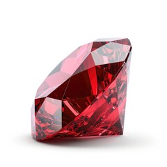 Faceted ruby on white background