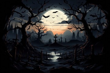 Fototapeta premium Dark night halloween artwork illustration