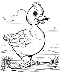 Fototapeta premium Beautiful Duck Coloring Page, Perfect Design For your Project and Creations, Ai Generative
