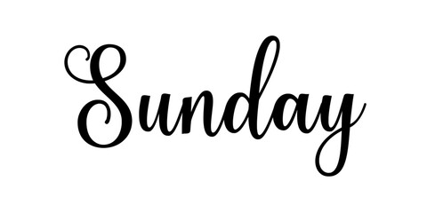 Happy SUNDAY – Text banner with beautiful calligraphy about a day of the week - obrazy, fototapety, plakaty