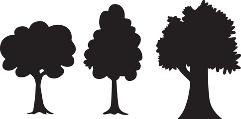 Set Trees. Hand drawn vector illustration	