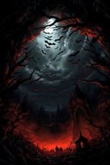 Fototapeta premium Dark night halloween artwork illustration