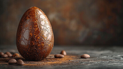 Chocolate Easter Egg with a Simple and Refined Aesthetic, Ideal for Composing a Message of Elegance during Easter Celebrations.