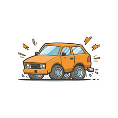 Car crush cartoon vector illustration