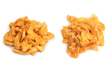 Dried melon slices isolated on a white background.