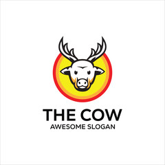 Vector cow mascot illustration logo design 