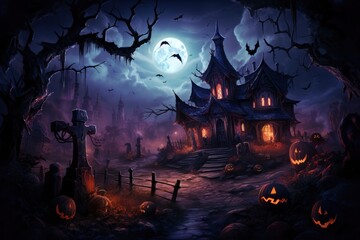 Dark night halloween artwork illustration