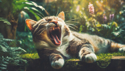 Cute animals chilling – cat - obrazy, fototapety, plakaty