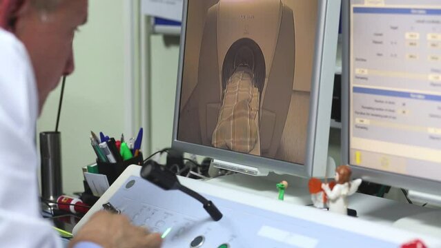 Display shows procedure at Leksell Gamma Knife Perfexion 