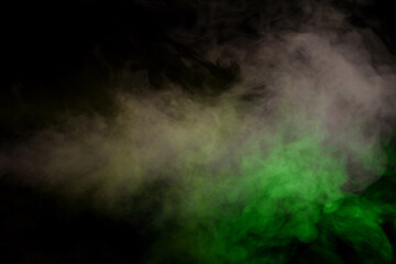 Red and green steam on a black background.