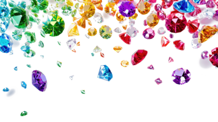 Falling diamond background on transparent. Jewelry luxury pattern, crystal stone.