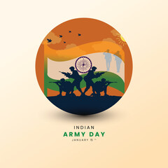 vector illustration of Army day of India, Republic day celebration background with soldiers salute up Indian flag template design.
